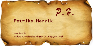 Petrika Henrik névjegykártya